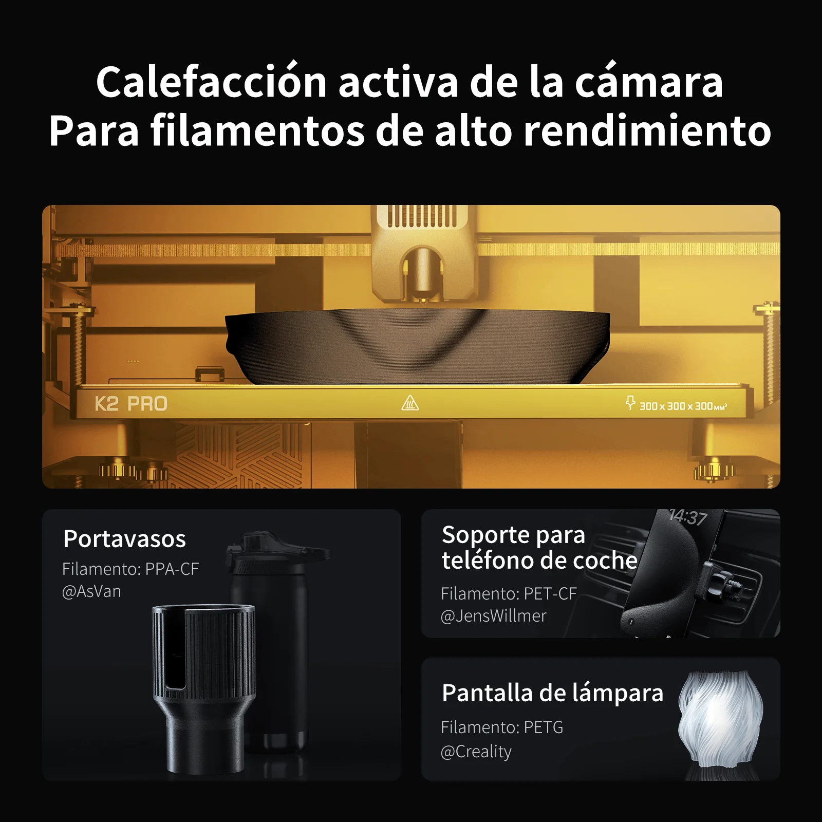 Cámara calefactada activa Creality K2 Pro